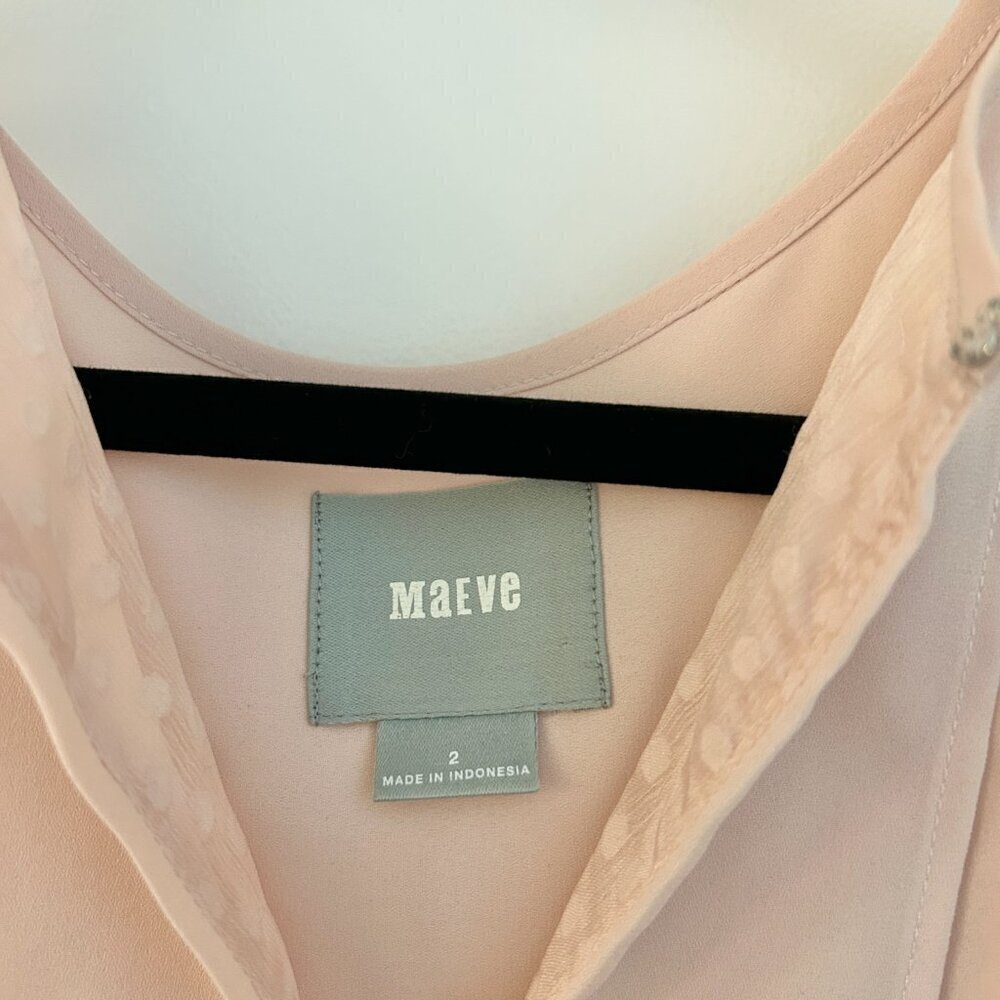 Anthropologie Maeve Blush Pink Swiss Dot Hi Lo Sleeveless Blouse Size 2 - Picture 5 of 7